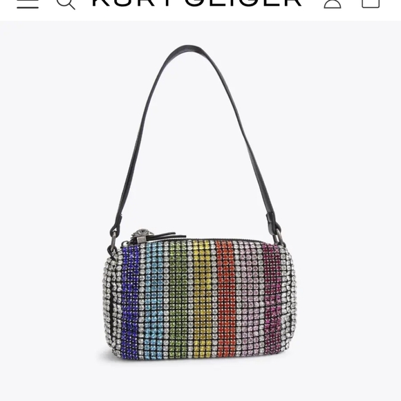 Kurt Geiger Rare Limited Edition Rainbow Crystal Shoulder Bag With Dustcover - Picture 12 of 15